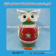 Personalized ceramic owl ornaments with led light/tealight